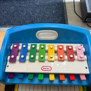 Fisher-Price Vintage Blue Rainbow Xylophone with Multicolor Keys